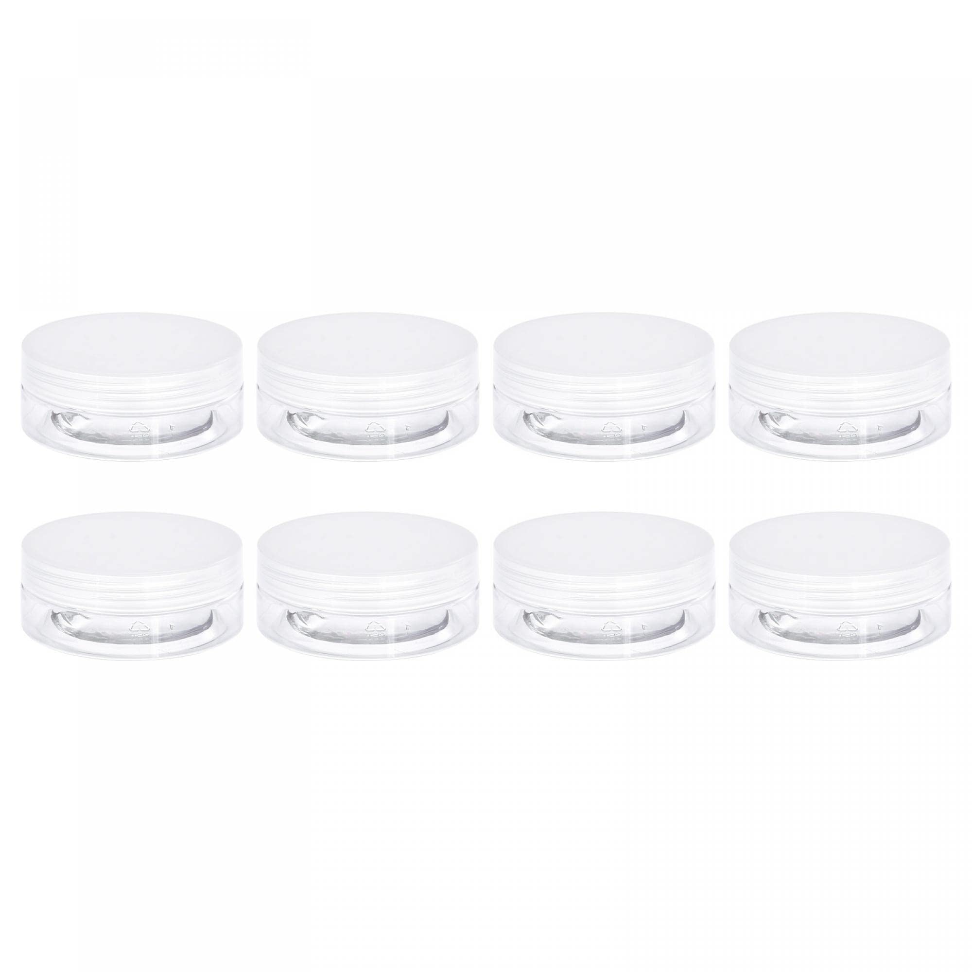 uxcell Round Plastic Jars with Transparent Screw Top Lid, 2oz/ 50ml Wide-mouth Clear Empty Containers for Storage, Organizing, 8Pcs