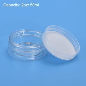 uxcell Round Plastic Jars with Transparent Screw Top Lid, 2oz/ 50ml Wide-mouth Clear Empty Containers for Storage, Organizing, 8Pcs