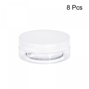 uxcell Round Plastic Jars with Transparent Screw Top Lid, 2oz/ 50ml Wide-mouth Clear Empty Containers for Storage, Organizing, 8Pcs