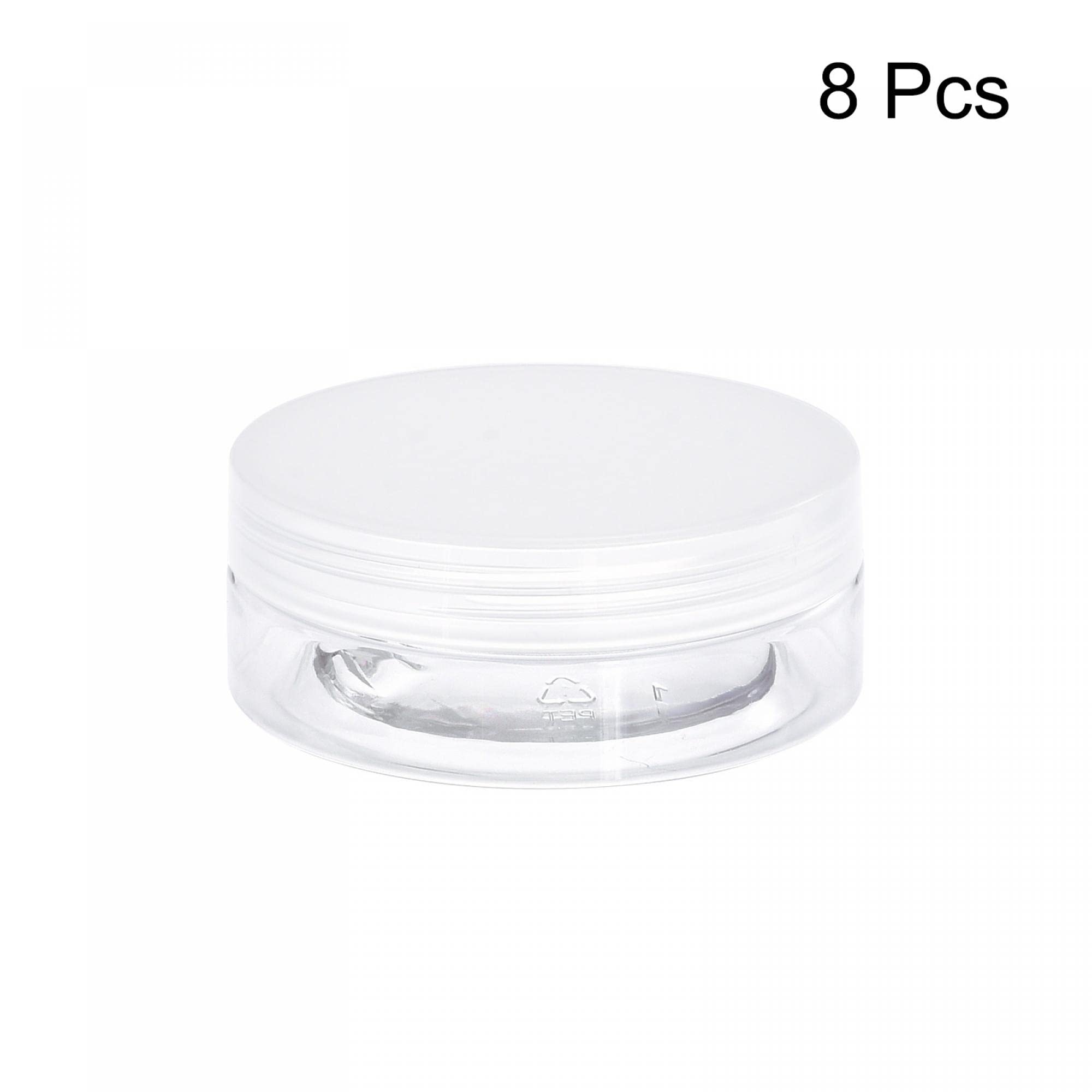 uxcell Round Plastic Jars with Transparent Screw Top Lid, 2oz/ 50ml Wide-mouth Clear Empty Containers for Storage, Organizing, 8Pcs