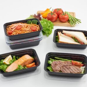 Deahun Mainstays 5 Pk 4.2 Cups Rectangular Plastic Meal Prep, Clear Lids and Black Containers