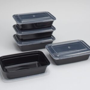 Deahun Mainstays 5 Pk 4.2 Cups Rectangular Plastic Meal Prep, Clear Lids and Black Containers