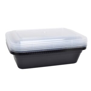 Deahun Mainstays 5 Pk 4.2 Cups Rectangular Plastic Meal Prep, Clear Lids and Black Containers