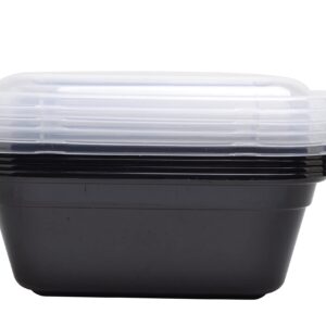 Deahun Mainstays 5 Pk 4.2 Cups Rectangular Plastic Meal Prep, Clear Lids and Black Containers