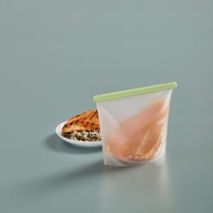 Lekue Silicone airtight Storage, 1000ml/4.25cups Reusable Food Bag, 4.25 cups, frost
