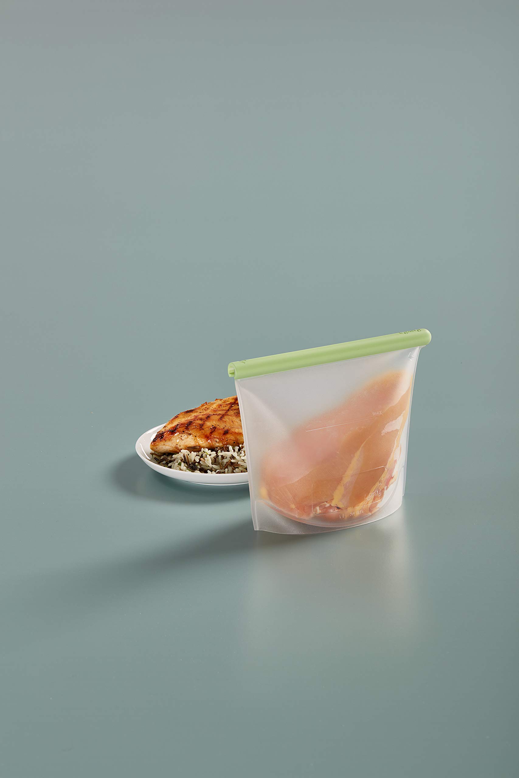 Lekue Silicone airtight Storage, 1000ml/4.25cups Reusable Food Bag, 4.25 cups, frost