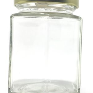 6 oz Hexagon Glass Jar with Gold Metal Lid by Richards Packaging 12-pack