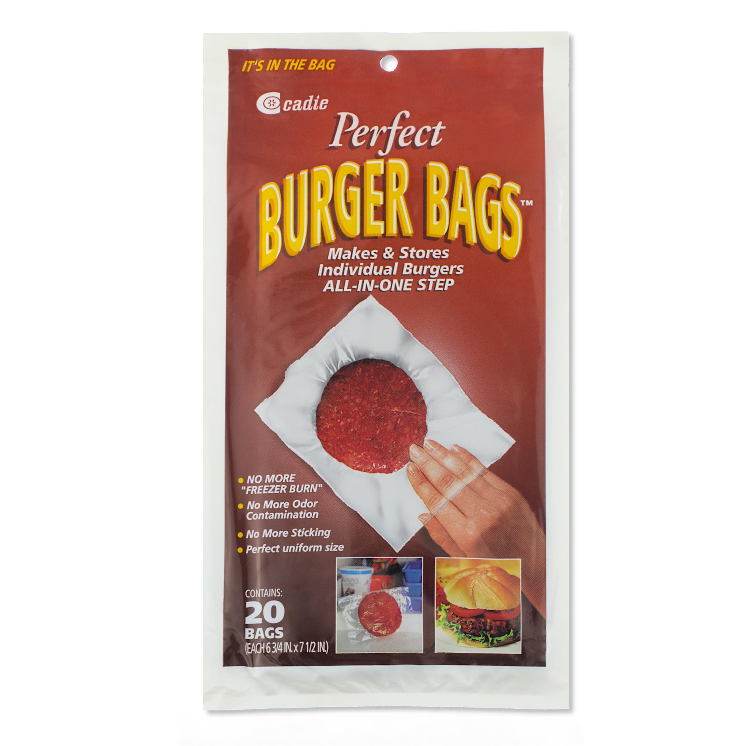 Perfect Burger Bags - Freezer Storing Wrap for Hamburger Patties or Ground Meat | Nonstick Paper, Easy to Cling, Uniform Round Patty, No Odor Contamination in The Fridge - 4 Pack (80 Count) by Cadie