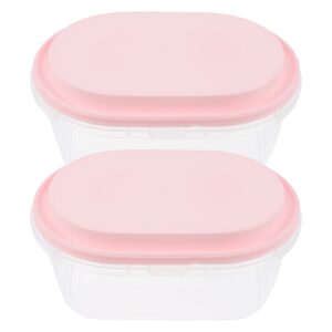 doitool 2pcs ice cream storage freezer container with lids ice cream tubs freezer containers for homemade ice cream 1000ml pink