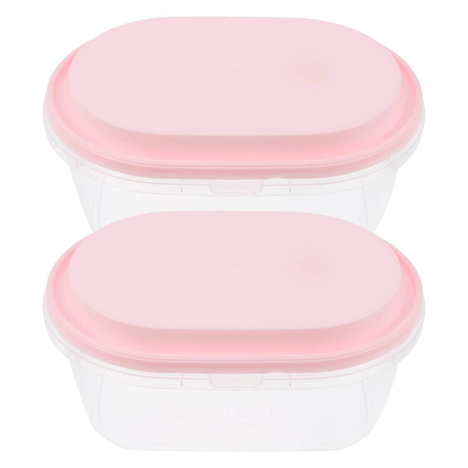 DOITOOL 2pcs Ice Cream Storage Freezer Container With Lids Ice Cream Tubs Freezer Containers for Homemade Ice Cream 1000ml Pink