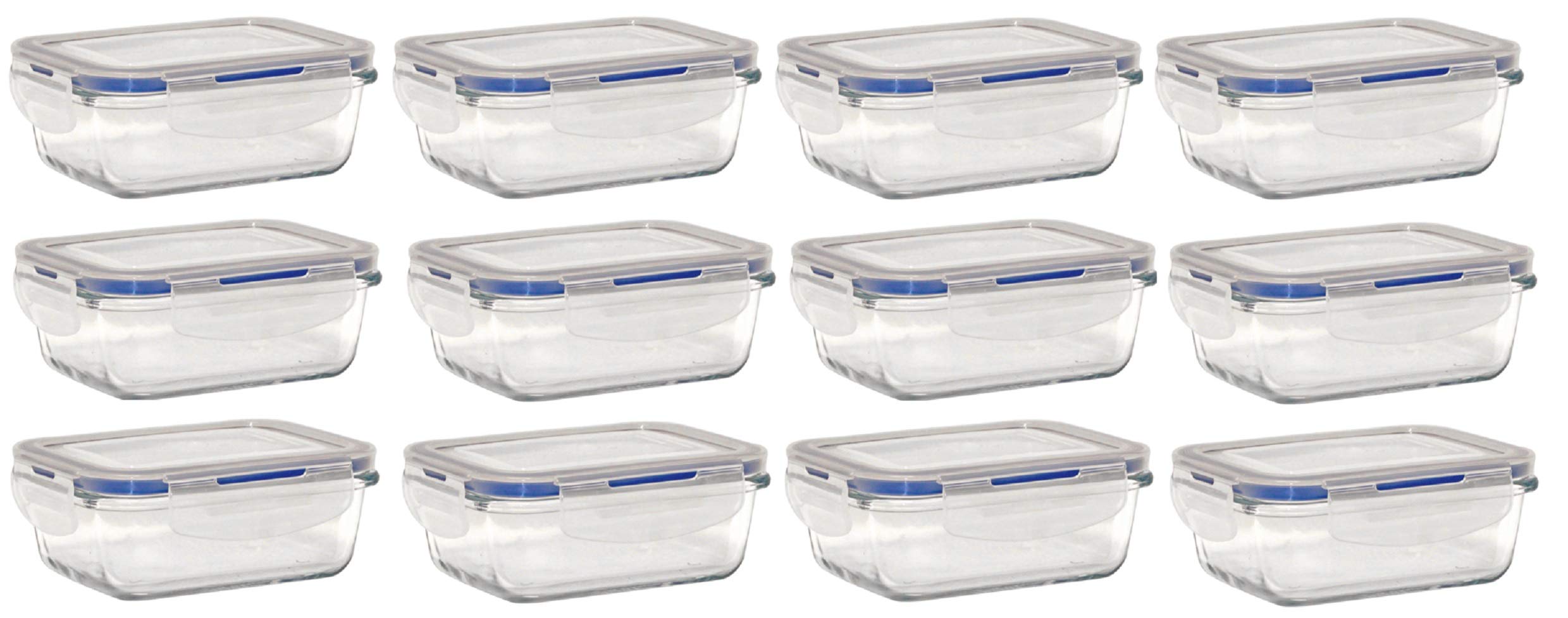 Flip n' Fresh GFS-24PC-112-R Glass Food Storage-24PC Set-Rectangular, 12 oz