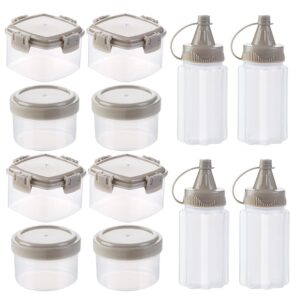 raynag 12pcs mini sauce containers condiment cups with lids squeeze bottles plastic salad dressing bowls small food storage containers for lunch box picnic travel