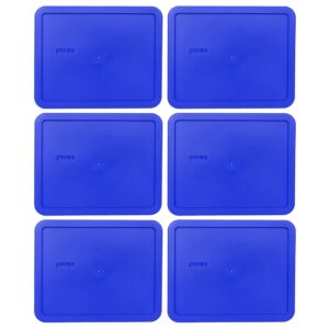 pyrex 7212-pc 11 cup cadet blue rectangle plastic food storage lids - 6 pack made in the usa