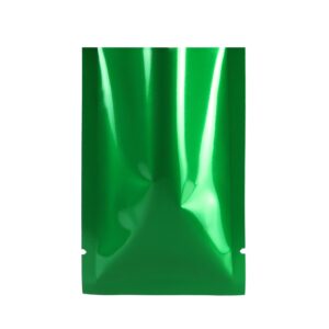 qq studio glossy green open top mylar foil sample bag (100pcs) (glossy green, 6cm x 9cm(2.25"x3.5"))