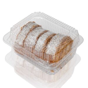 clear plastic hinged food containers - sturdy disposable bakery lid cookie container boxes - 7”x 6”x3.5” (40)
