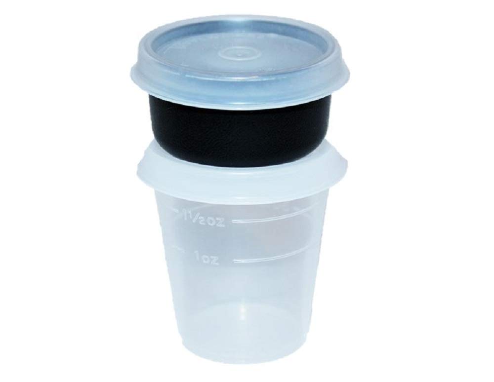 Tupperware Set of 2 Mini Containers 1 Ounce Smidget and 2 Ounce Midget Clear and Black