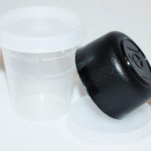 Tupperware Set of 2 Mini Containers 1 Ounce Smidget and 2 Ounce Midget Clear and Black