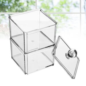 Anneome Makeup Storage Organizer Box 1 PC Double Container Transparency Layers Storage Acrylic Food Organizer Cover Tea Sorting Kitchen Bag with Clear Organizer Box