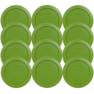 pyrex 7200-pc lawn green plastic food storage replacement lids - 12 pack made in the usa