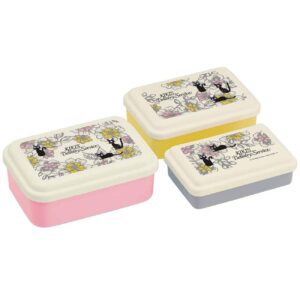 skater kiki's delivery service food storage container with lids 3pc set - authentic japanese design - durable, dishwasher safe - jiji elegance