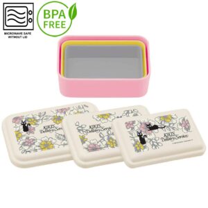 Skater Kiki's Delivery Service Food Storage Container with Lids 3pc Set - Authentic Japanese Design - Durable, Dishwasher Safe - Jiji Elegance