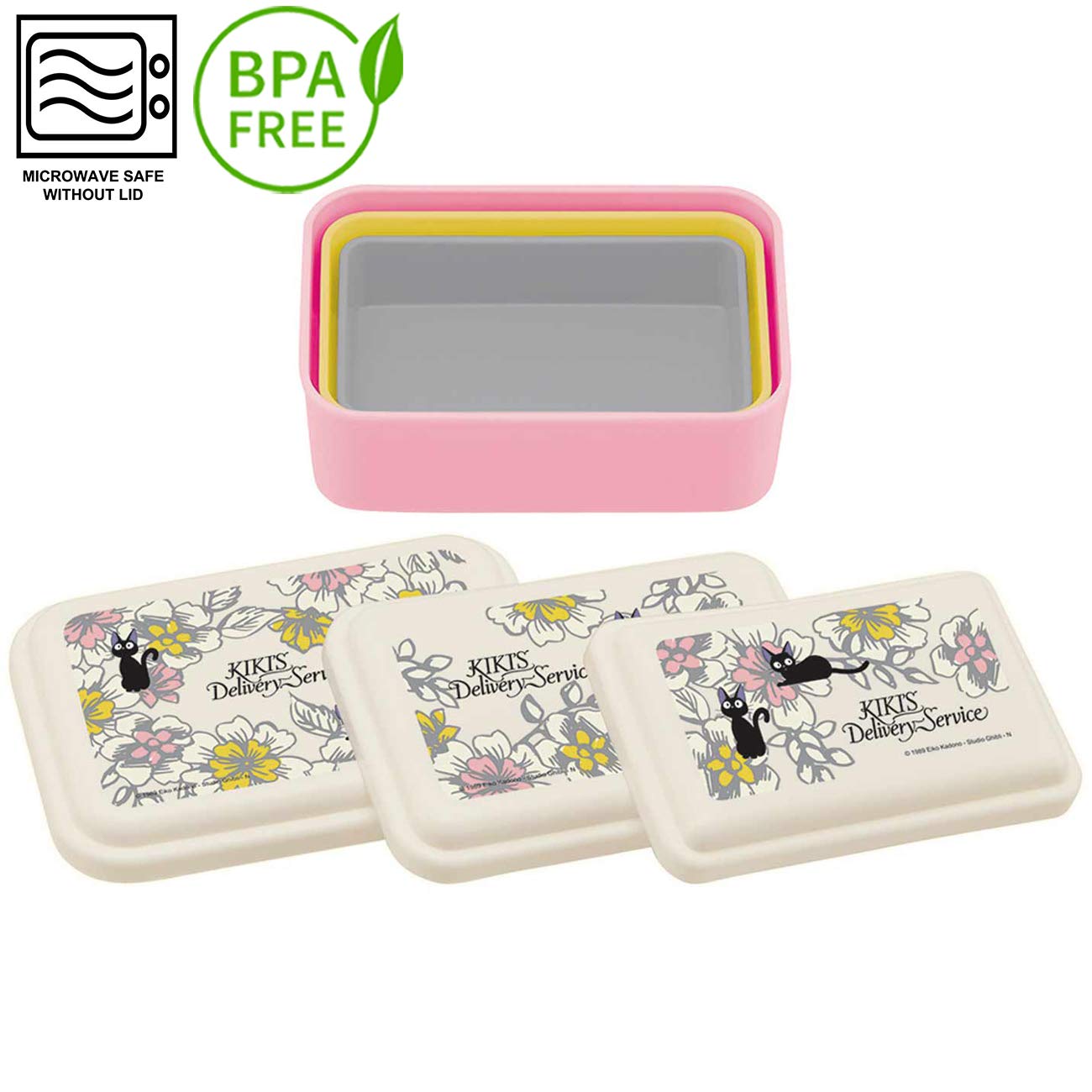 Skater Kiki's Delivery Service Food Storage Container with Lids 3pc Set - Authentic Japanese Design - Durable, Dishwasher Safe - Jiji Elegance