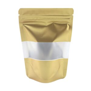 Metallic Colored with Clear Window Metallic Foil Stand-Up Resealable Food Storage Pouch (13oz, Matte Gold)