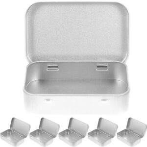 Ipetboom Gift Containers 6pcs Metal Rectangular Hinged Tins Mini Portable Box Containers Small Empty Storage Tins with Lids Loose Tea Tins Candy Holder for Pills Bead Earring A