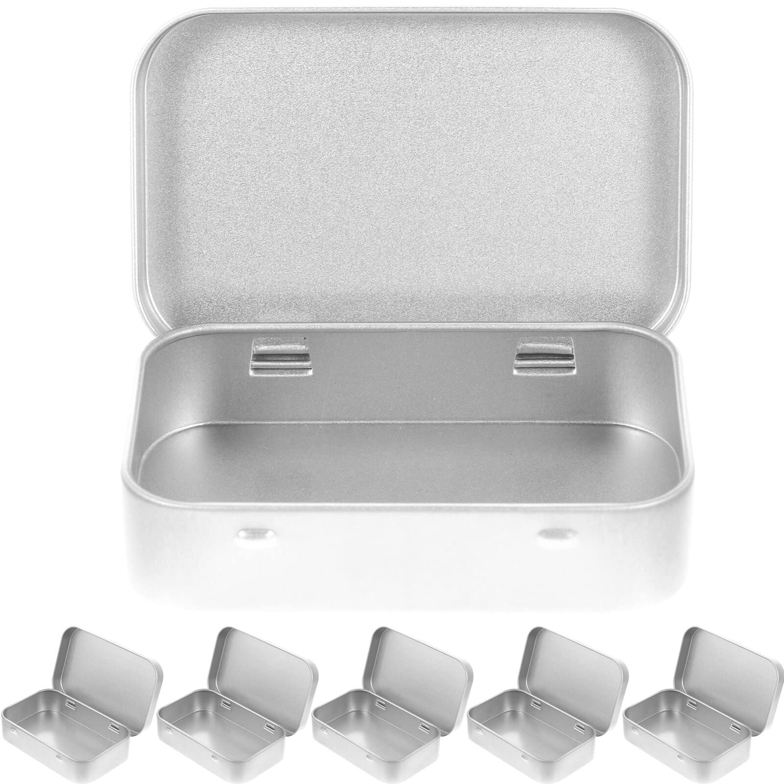 Ipetboom Gift Containers 6pcs Metal Rectangular Hinged Tins Mini Portable Box Containers Small Empty Storage Tins with Lids Loose Tea Tins Candy Holder for Pills Bead Earring A