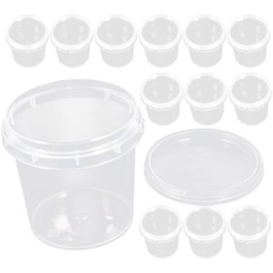 toyvian mini mini containers 18pcs small clear plastic buckets ice cream tub containers with lid handle tiny plastic pails for food drinks storage 150ml transparent snoop slimes snoop slimes