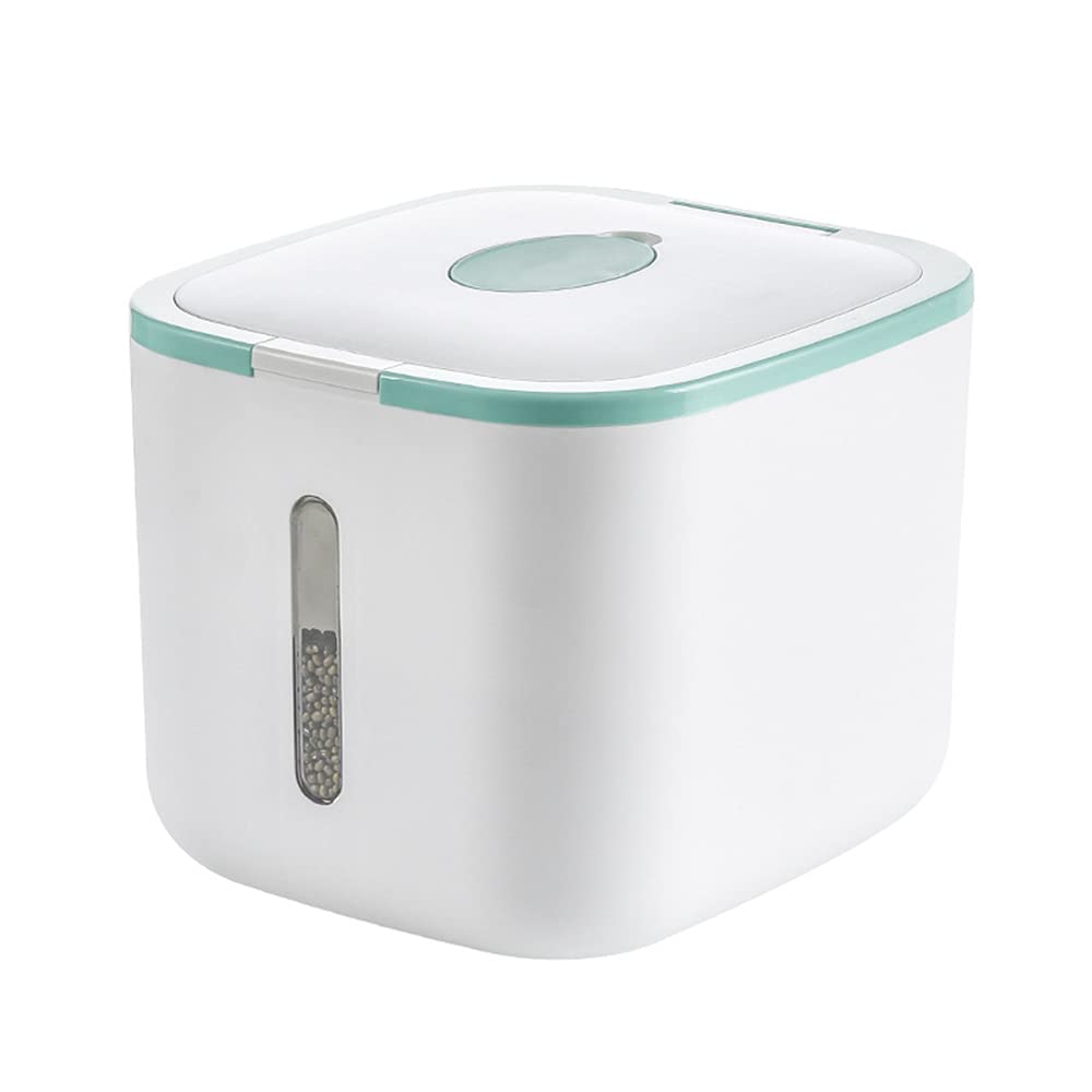 xingxinqi 22Lbs Rice Dispenser Airtight Rice Storage Container with Measuring Cup Cereal Container Bin Food Dispenser, Green