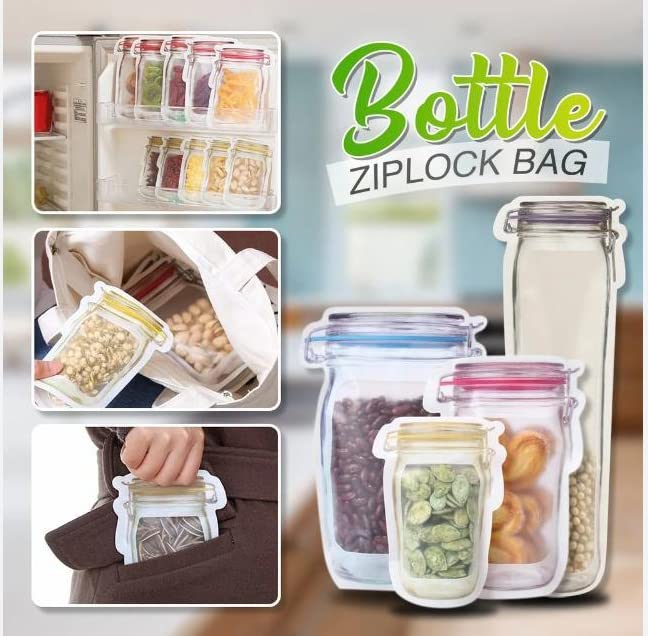 2023New Reusable Mason Bottle Ziplock Bags,Reusable Mason Jar Ziplock Bags,Mason Jar Bottle Bags,Reusable Mason Bottle Ziplock Bags Set Of 10/20/40/80 (20PCS)