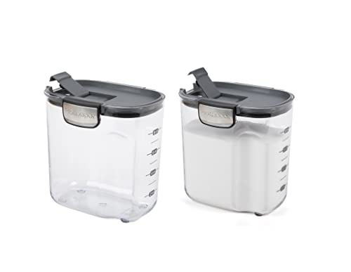 Progressive International ProKeeper+ Clear Plastic Airtight Food Baker's Kitchen Storage Organization Container Canister Set with Magnetic Accessories, 2- Piece Set (Sugar 2.5-Quart)