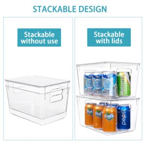 Vtopmart 4 Pack Food Storage Organizer Bins and 6 Pack Clear Stackable Storage Bins with Lids