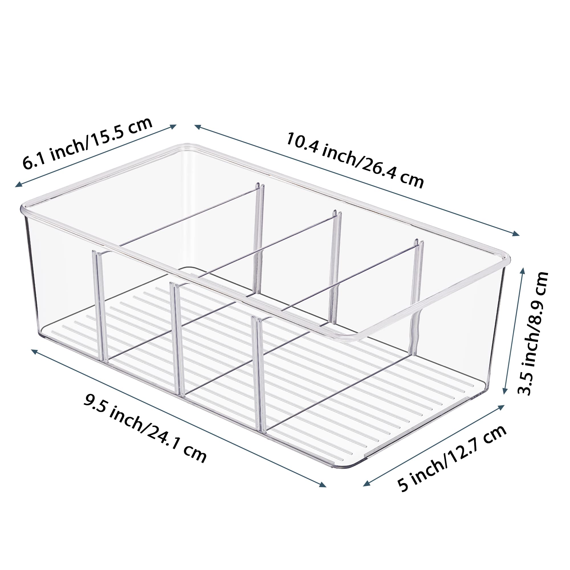 Vtopmart 4 Pack Food Storage Organizer Bins and 6 Pack Clear Stackable Storage Bins with Lids