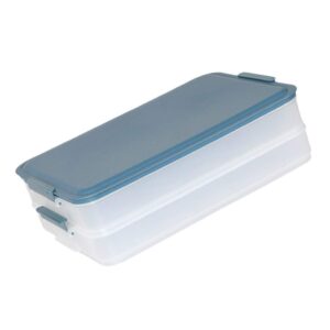 hemoton reusable stackable dumpling food containers storage organizer dumpling box bins holder with lids for refrigerator blue