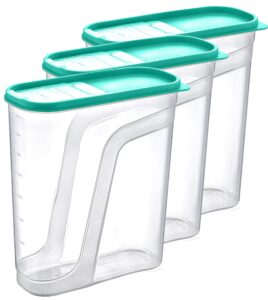 uniware bpa free plastic food storage container (6 liter (6.3 qt), 3 pack) (assorted color lids)