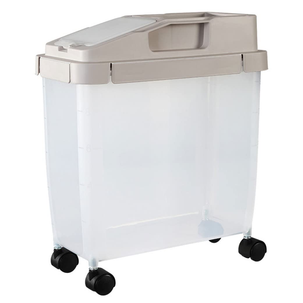 BVSPA Ingredient Storage Bin Container 10kg Rice Dry Food Sealed on Wheels with Lid Measuring Cup