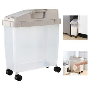 BVSPA Ingredient Storage Bin Container 10kg Rice Dry Food Sealed on Wheels with Lid Measuring Cup