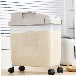 BVSPA Ingredient Storage Bin Container 10kg Rice Dry Food Sealed on Wheels with Lid Measuring Cup