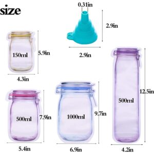 Reusable Mason Bottle Ziplock Bags, 10/20/40/80mason jar ziplock bags, Food Storage Fresh and Leak Proof Bags for Kitchen Camping Picnic Organizer (10Pcs)