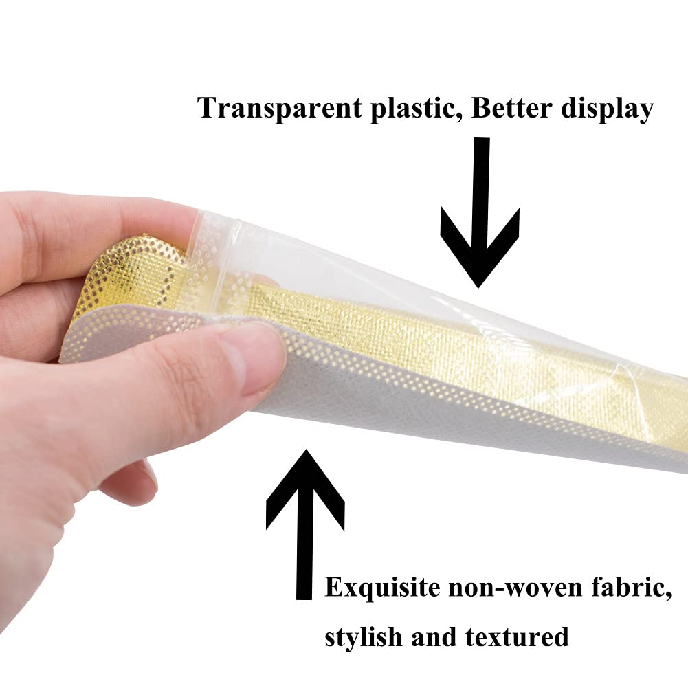 50pcs Resealable Mylar Ziplock Bags Long Jewelery Plastic Bags with Front Window Smell Proof Bag Packaging for Lip Gloss Lash Food Electronics Jewelry Electronics Pen Jewelry Necklace (Gold)