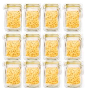 mason bag jar zipper bags food storage snack sandwich ziplock bags reusable airtight seal food storage bags leakproof food saver bags (12 x small)