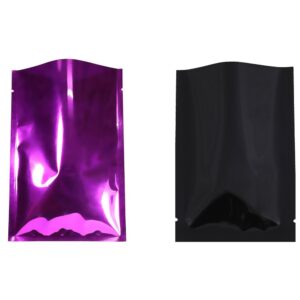 qq studio 200 pcs metallic mylar foil open top sealable bags (6x9cm (2.3x3.5"), 100 x black/100 x rose combo pack)