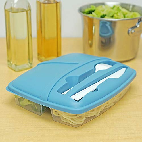 Travel Food Carrying Set w/ Fork and Knife - Southern Homewares - 3 Sections for Leftovers, Salad, and Other Food