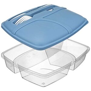 Travel Food Carrying Set w/ Fork and Knife - Southern Homewares - 3 Sections for Leftovers, Salad, and Other Food