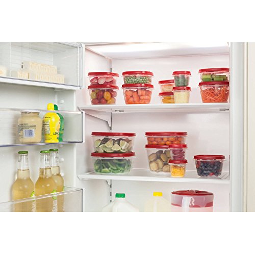 Rubbermaid Easy Find Lids Food Storage Container, 28-Piece Bonus Set, Red