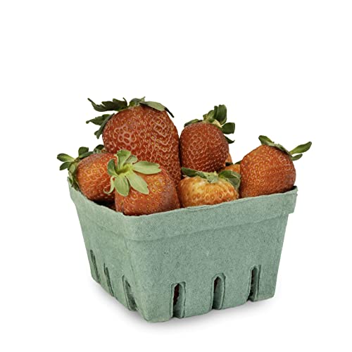 Pulp Fiber Basket for Packaging Fruits and Vegetables | Green Mold Container for Bulk Produce | Vented Berry Container for Farmers Market, Organization and Decorations (1, Square, 250, 4343264)