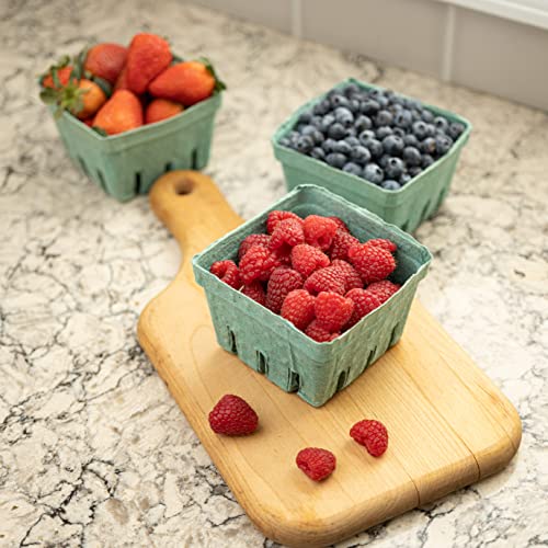 Pulp Fiber Basket for Packaging Fruits and Vegetables | Green Mold Container for Bulk Produce | Vented Berry Container for Farmers Market, Organization and Decorations (1, Square, 250, 4343264)