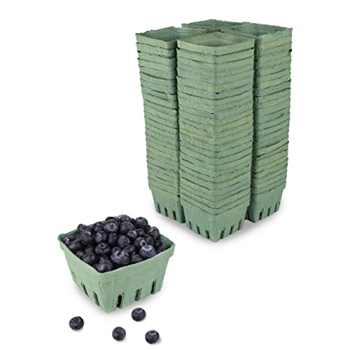 Pulp Fiber Basket for Packaging Fruits and Vegetables | Green Mold Container for Bulk Produce | Vented Berry Container for Farmers Market, Organization and Decorations (1, Square, 250, 4343264)